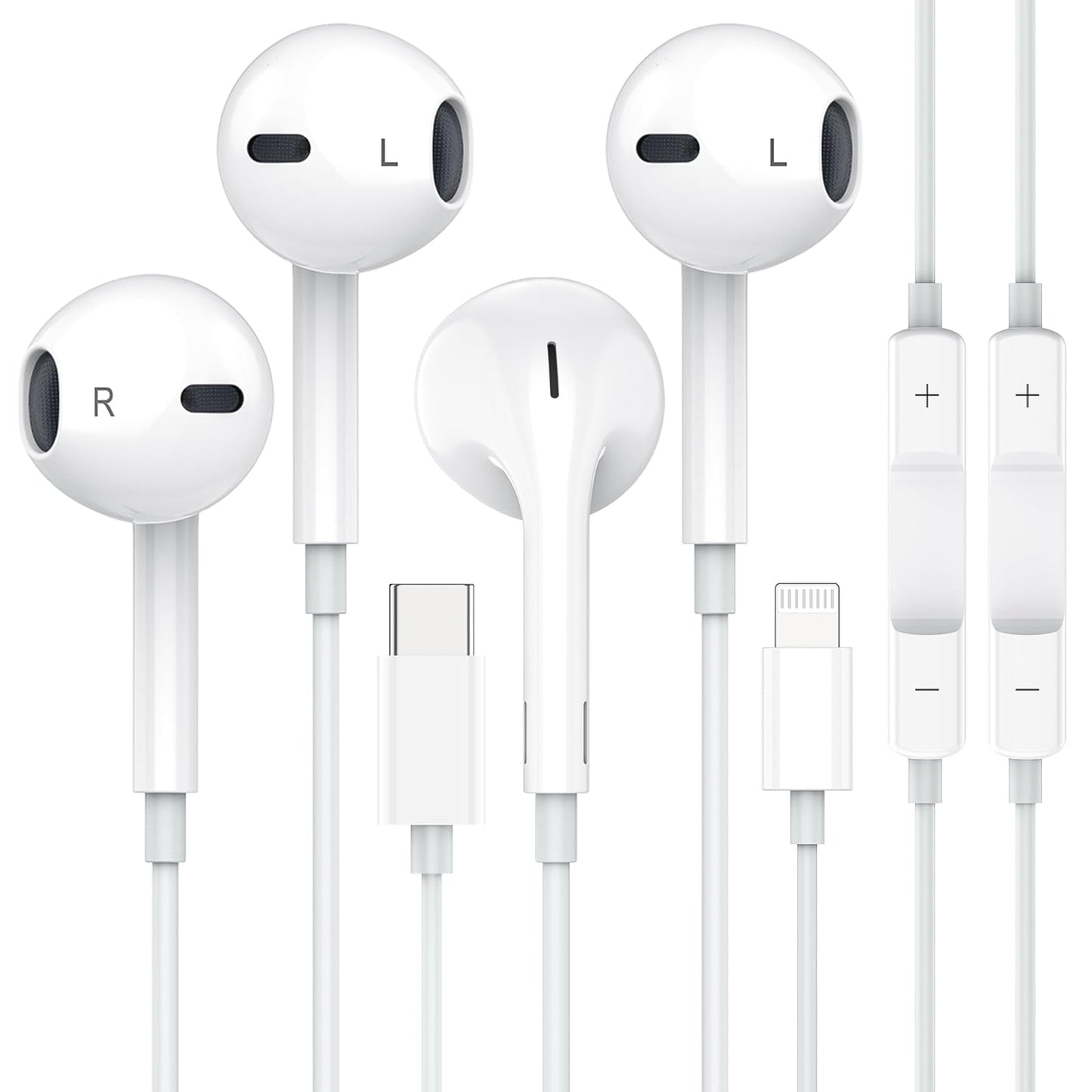 Apple Earbuds Wired Earphones with Lightning Connector and USB C Wired Earphones